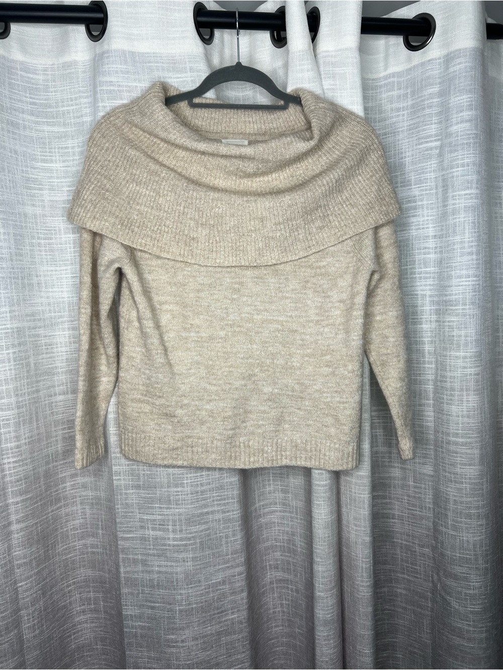 Caslon Beige and Gold Cowl Neck Sweater